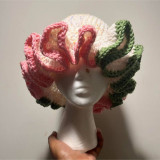 Crochet pleated brimmed hat, adult lace woolen hat, fashionable and versatile ruffle brimmed pullover hat