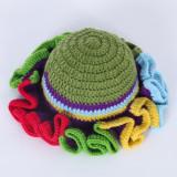 Crochet pleated brimmed hat, adult lace woolen hat, fashionable and versatile ruffle brimmed pullover hat