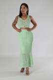Women's fringe fishing net knitted casual two-piece set