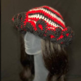 Crochet pleated brimmed hat, adult lace woolen hat, fashionable and versatile ruffle brimmed pullover hat