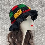 Crochet pleated brimmed hat, adult lace woolen hat, fashionable and versatile ruffle brimmed pullover hat