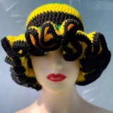 Crochet pleated brimmed hat, adult lace woolen hat, fashionable and versatile ruffle brimmed pullover hat