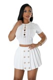Knitted elastic sports casual skirt sweater short set