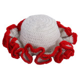 Crochet pleated brimmed hat, adult lace woolen hat, fashionable and versatile ruffle brimmed pullover hat