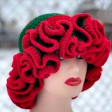 Crochet pleated brimmed hat, adult lace woolen hat, fashionable and versatile ruffle brimmed pullover hat