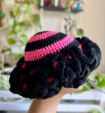 Crochet pleated brimmed hat, adult lace woolen hat, fashionable and versatile ruffle brimmed pullover hat