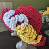 Crochet pleated brimmed hat, adult lace woolen hat, fashionable and versatile ruffle brimmed pullover hat
