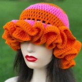 Crochet pleated brimmed hat, adult lace woolen hat, fashionable and versatile ruffle brimmed pullover hat