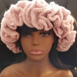 Crochet pleated brimmed hat, adult lace woolen hat, fashionable and versatile ruffle brimmed pullover hat