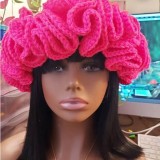 Crochet pleated brimmed hat, adult lace woolen hat, fashionable and versatile ruffle brimmed pullover hat