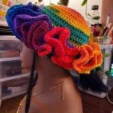 Crochet pleated brimmed hat, adult lace woolen hat, fashionable and versatile ruffle brimmed pullover hat