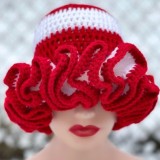 Crochet pleated brimmed hat, adult lace woolen hat, fashionable and versatile ruffle brimmed pullover hat