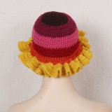 Crochet pleated brimmed hat, adult lace woolen hat, fashionable and versatile ruffle brimmed pullover hat