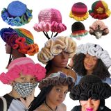 Crochet pleated brimmed hat, adult lace woolen hat, fashionable and versatile ruffle brimmed pullover hat