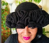 Crochet pleated brimmed hat, adult lace woolen hat, fashionable and versatile ruffle brimmed pullover hat