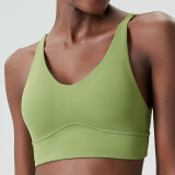 Medium strength sports bra, women's oversized elastic back, yoga and fitness bra