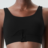 Half zip style strong wrap sports bra, yoga and fitness bra