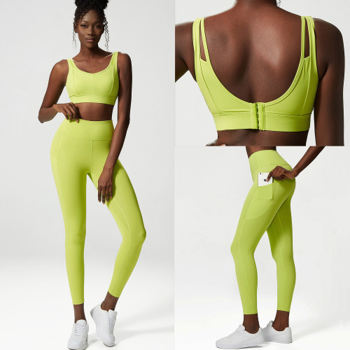 Yoga suit two-piece women's sports bra+yoga pants nude women's sports suit set