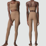 Shaping Elastic Series Yoga Suit Set for Women's Large Size Elastic Sports Suit Two Piece Set