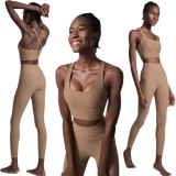 Shaping Elastic Series Yoga Suit Set for Women's Large Size Elastic Sports Suit Two Piece Set