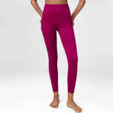 High waisted wrapped belly threaded waist yoga pants fitness pants