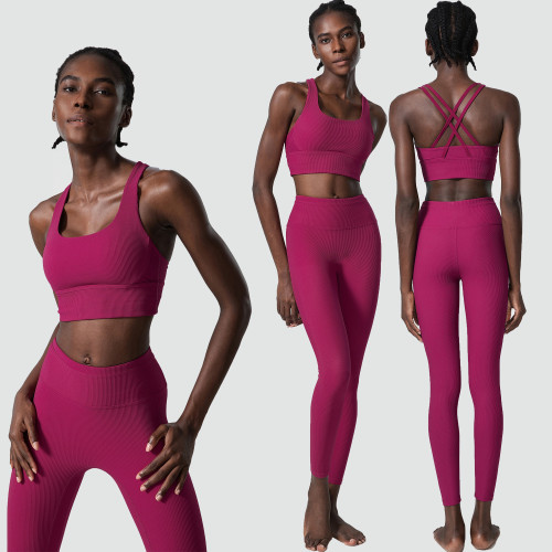 Shaping Elastic Series Yoga Suit Set for Women's Large Size Elastic Sports Suit Two Piece Set