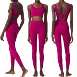 Yoga suit set, deep U-back tight fitting sports and fitness suit, two-piece set