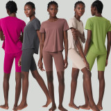 Short sleeved yoga suit, two-piece women's fitness suit