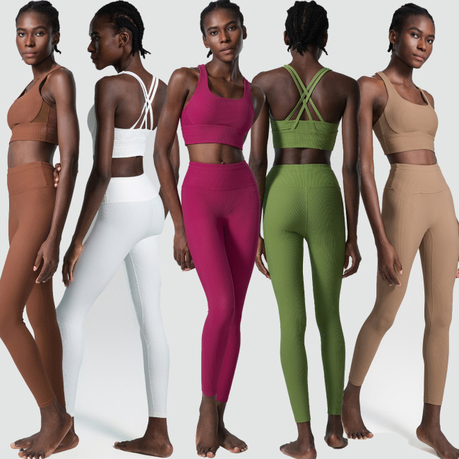 Shaping Elastic Series Yoga Suit Set for Women's Large Size Elastic Sports Suit Two Piece Set