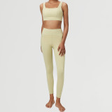 Seamless fixed cup sports bra two-piece set with splicing thread yoga suit set