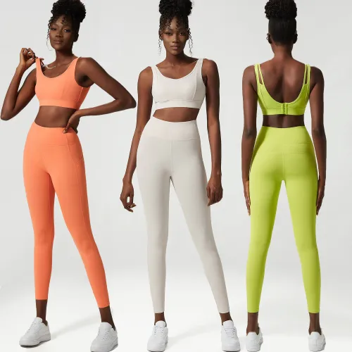 Yoga suit two-piece women's sports bra+yoga pants nude women's sports suit set