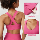 LU thread shock-absorbing bra for women's cross back oversized sports bra