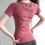 Yoga fitness T-shirt, tight fitting short sleeved yoga suit