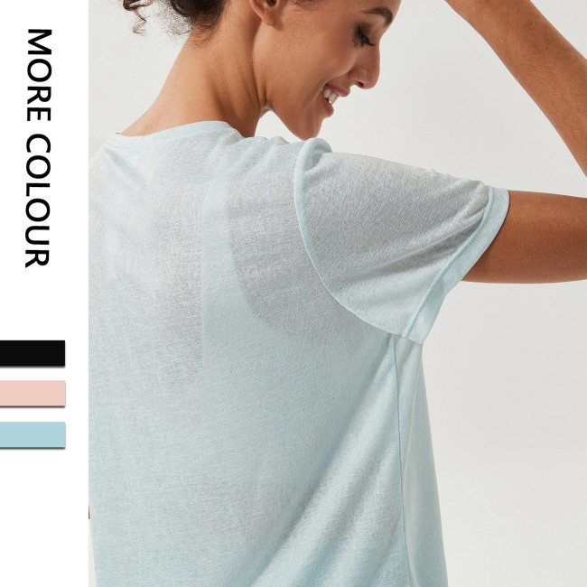 Loose sports top, women's oversized fitness cover up, quick drying ice feeling yoga suit T-shirt