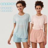 LU thread shock-absorbing bra women's summer top and sports shorts two-piece set