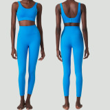 Yoga suit set, deep U-back tight fitting sports and fitness suit, two-piece set