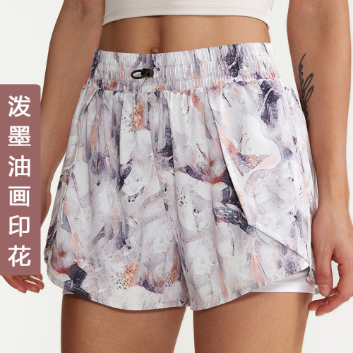 Summer sports shorts, fake two-piece fitness pants, anti glare shorts