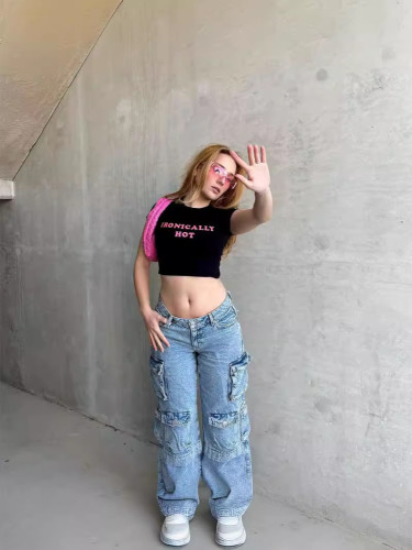 Street printed short T-shirt top
