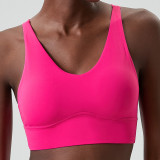 Medium strength sports bra, women's oversized elastic back, yoga and fitness bra