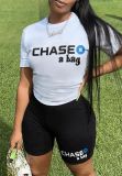 Short sleeved letter printed casual two-piece set