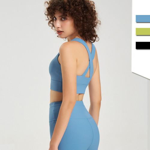 Thread sports bra, women's oversized sports and fitness bra, European and American yoga bra