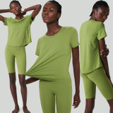 Short sleeved yoga suit, two-piece women's fitness suit