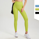 Naked one-piece striped high waisted yoga pants, sports tight pants, anti curling edge fitness pants