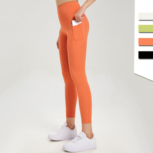 High waisted yoga fitness pants with anti curling edge and hip lifting exercise tight pants