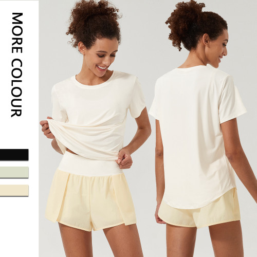 Two piece set of oversized loose fitting sports and fitness clothes for summer quick dry ice feeling