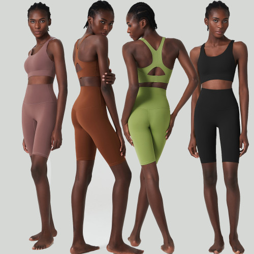 Adjustable sports bra and fitness suit two-piece set