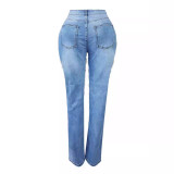 Summer pants with torn holes, heavy-duty stretch jeans, and long pants