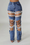 Summer pants with torn holes, heavy-duty stretch jeans, and long pants