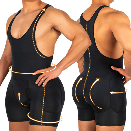 Siti Hip jumpsuit with front convex and back raised buttocks design, sexy tank top and flat corner pants A1488