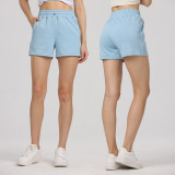 Air cotton casual stretch drawstring elastic quarter length pants high waisted yoga shorts